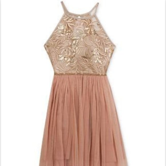 Rare Editions Other - Rare Edition Lace & Mesh High-Low Dress, Big Girls